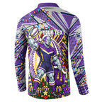 Personalized Melbourne Storm Rugby Christmas Button Sweatshirt Holiday Mascot Graphic Art Festive Lights Bow