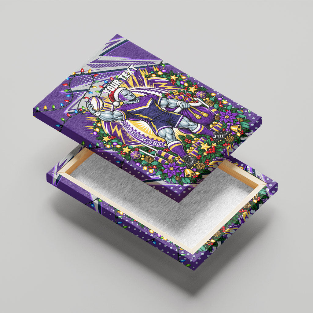 Personalized Melbourne Storm Rugby Christmas Canvas Wall Art Holiday Mascot Graphic Art Festive Lights Bow