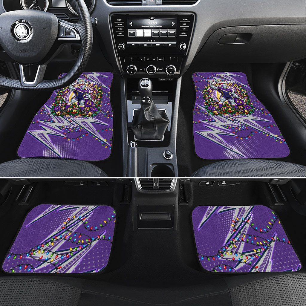 Personalized Melbourne Storm Rugby Christmas Car Mats Holiday Mascot Graphic Art Festive Lights Bow