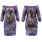 Personalized Melbourne Storm Rugby Christmas Couples Matching Off The Shoulder Long Sleeve Dress and Hawaiian Shirt Holiday Mascot Graphic Art Festive Lights Bow