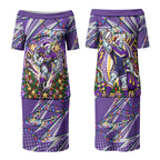Personalized Melbourne Storm Rugby Christmas Couples Matching Puletasi and Long Sleeve Button Shirt Holiday Mascot Graphic Art Festive Lights Bow