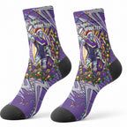 Personalized Melbourne Storm Rugby Christmas Crew Socks Holiday Mascot Graphic Art Festive Lights Bow