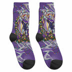 Personalized Melbourne Storm Rugby Christmas Crew Socks Holiday Mascot Graphic Art Festive Lights Bow