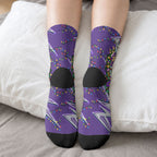 Personalized Melbourne Storm Rugby Christmas Crew Socks Holiday Mascot Graphic Art Festive Lights Bow