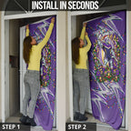 Personalized Melbourne Storm Rugby Christmas Door Cover Holiday Mascot Graphic Art Festive Lights Bow