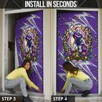 Personalized Melbourne Storm Rugby Christmas Door Cover Holiday Mascot Graphic Art Festive Lights Bow