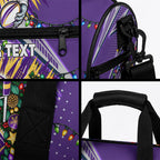 Personalized Melbourne Storm Rugby Christmas Duffle Bag Holiday Mascot Graphic Art Festive Lights Bow