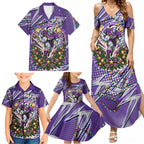 Personalized Melbourne Storm Rugby Christmas Family Matching Summer Maxi Dress and Hawaiian Shirt Holiday Mascot Graphic Art Festive Lights Bow