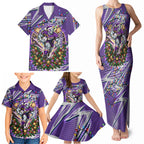 Personalized Melbourne Storm Rugby Christmas Family Matching Tank Maxi Dress and Hawaiian Shirt Holiday Mascot Graphic Art Festive Lights Bow