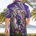 Personalized Melbourne Storm Rugby Christmas Hawaiian Shirt Holiday Mascot Graphic Art Festive Lights Bow