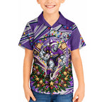 Personalized Melbourne Storm Rugby Christmas Hawaiian Shirt Holiday Mascot Graphic Art Festive Lights Bow