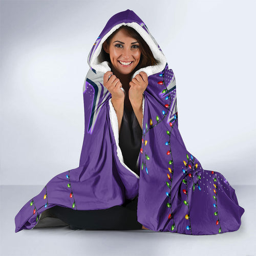 Personalized Melbourne Storm Rugby Christmas Hooded Blanket Holiday Mascot Graphic Art Festive Lights Bow