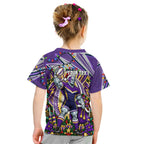 Personalized Melbourne Storm Rugby Christmas Kid T Shirt Holiday Mascot Graphic Art Festive Lights Bow