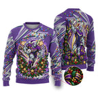 Personalized Melbourne Storm Rugby Christmas Ugly Christmas Sweater Holiday Mascot Graphic Art Festive Lights Bow