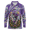 Personalized Melbourne Storm Rugby Christmas Long Sleeve Polo Shirt Holiday Mascot Graphic Art Festive Lights Bow