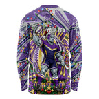 Personalized Melbourne Storm Rugby Christmas Long Sleeve Shirt Holiday Mascot Graphic Art Festive Lights Bow