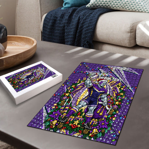 Personalized Melbourne Storm Rugby Christmas Puzzle Holiday Mascot Graphic Art Festive Lights Bow