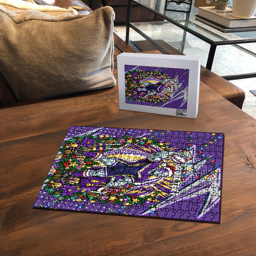 Personalized Melbourne Storm Rugby Christmas Puzzle Holiday Mascot Graphic Art Festive Lights Bow