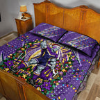 Personalized Melbourne Storm Rugby Christmas Quilt Bed Set Holiday Mascot Graphic Art Festive Lights Bow