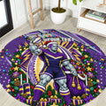 Personalized Melbourne Storm Rugby Christmas Round Carpet Holiday Mascot Graphic Art Festive Lights Bow