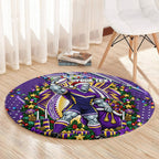 Personalized Melbourne Storm Rugby Christmas Round Carpet Holiday Mascot Graphic Art Festive Lights Bow