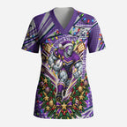 Personalized Melbourne Storm Rugby Christmas Scrub Top Holiday Mascot Graphic Art Festive Lights Bow