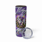 Personalized Melbourne Storm Rugby Christmas Skinny Tumbler Holiday Mascot Graphic Art Festive Lights Bow