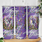 Personalized Melbourne Storm Rugby Christmas Skinny Tumbler Holiday Mascot Graphic Art Festive Lights Bow