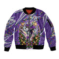 Personalized Melbourne Storm Rugby Christmas Sleeve Zip Bomber Jacket Holiday Mascot Graphic Art Festive Lights Bow