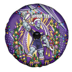 Personalized Melbourne Storm Rugby Christmas Spare Tire Cover Holiday Mascot Graphic Art Festive Lights Bow