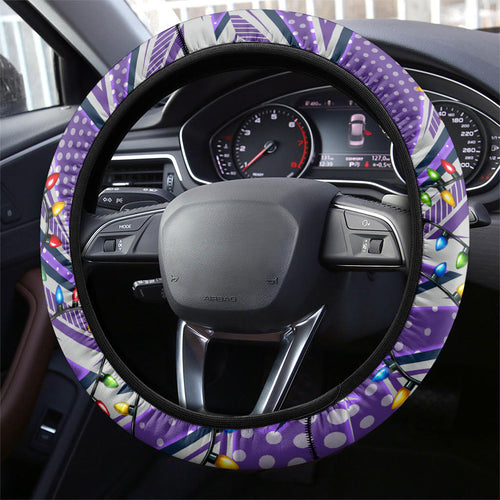 Melbourne Storm Rugby Christmas Steering Wheel Cover Holiday Mascot Graphic Art Festive Lights Bow