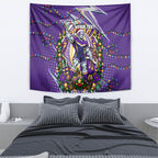 Personalized Melbourne Storm Rugby Christmas Tapestry Holiday Mascot Graphic Art Festive Lights Bow