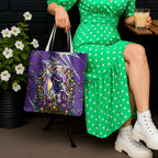 Personalized Melbourne Storm Rugby Christmas Tote Bag Holiday Mascot Graphic Art Festive Lights Bow