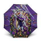 Personalized Melbourne Storm Rugby Christmas Umbrella Holiday Mascot Graphic Art Festive Lights Bow