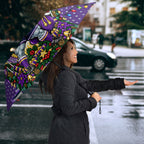 Personalized Melbourne Storm Rugby Christmas Umbrella Holiday Mascot Graphic Art Festive Lights Bow