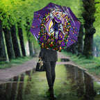 Personalized Melbourne Storm Rugby Christmas Umbrella Holiday Mascot Graphic Art Festive Lights Bow