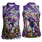 Personalized Melbourne Storm Rugby Christmas Women Sleeveless Polo Shirt Holiday Mascot Graphic Art Festive Lights Bow