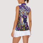 Personalized Melbourne Storm Rugby Christmas Women Sleeveless Polo Shirt Holiday Mascot Graphic Art Festive Lights Bow