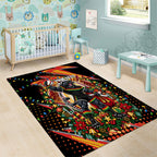 Personalized Penrith Panthers Rugby Christmas Area Rug Holiday Mascot Graphic Art Festive Lights Bow