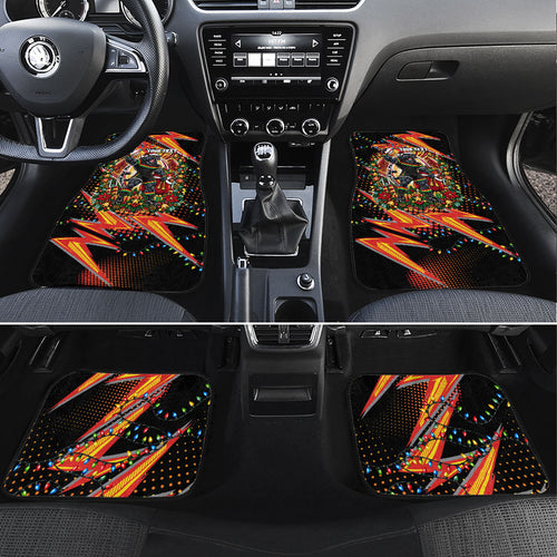 Personalized Penrith Panthers Rugby Christmas Car Mats Holiday Mascot Graphic Art Festive Lights Bow