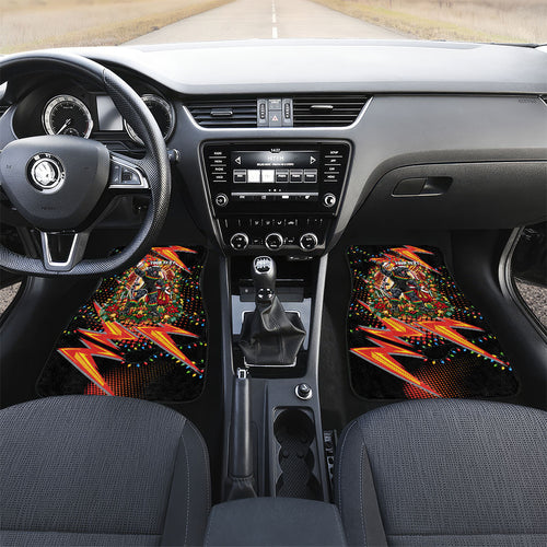 Personalized Penrith Panthers Rugby Christmas Car Mats Holiday Mascot Graphic Art Festive Lights Bow