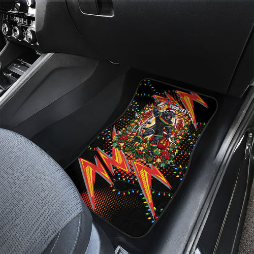 Personalized Penrith Panthers Rugby Christmas Car Mats Holiday Mascot Graphic Art Festive Lights Bow