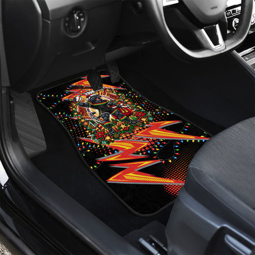 Personalized Penrith Panthers Rugby Christmas Car Mats Holiday Mascot Graphic Art Festive Lights Bow