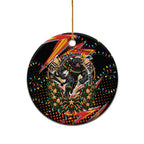 Penrith Panthers Rugby Christmas Ceramic Ornament Holiday Mascot Graphic Art Festive Lights Bow