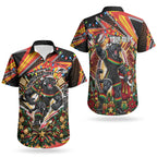 Personalized Penrith Panthers Rugby Christmas Couples Matching Mermaid Dress and Hawaiian Shirt Holiday Mascot Graphic Art Festive Lights Bow