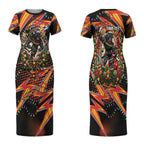 Personalized Penrith Panthers Rugby Christmas Couples Matching Short Sleeve Bodycon Dress and Long Sleeve Button Shirt Holiday Mascot Graphic Art Festive Lights Bow
