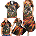 Personalized Penrith Panthers Rugby Christmas Family Matching Summer Maxi Dress and Hawaiian Shirt Holiday Mascot Graphic Art Festive Lights Bow