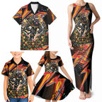 Personalized Penrith Panthers Rugby Christmas Family Matching Tank Maxi Dress and Hawaiian Shirt Holiday Mascot Graphic Art Festive Lights Bow