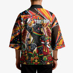Personalized Penrith Panthers Rugby Christmas Kimono Holiday Mascot Graphic Art Festive Lights Bow