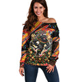 Personalized Penrith Panthers Rugby Christmas Off Shoulder Sweater Holiday Mascot Graphic Art Festive Lights Bow